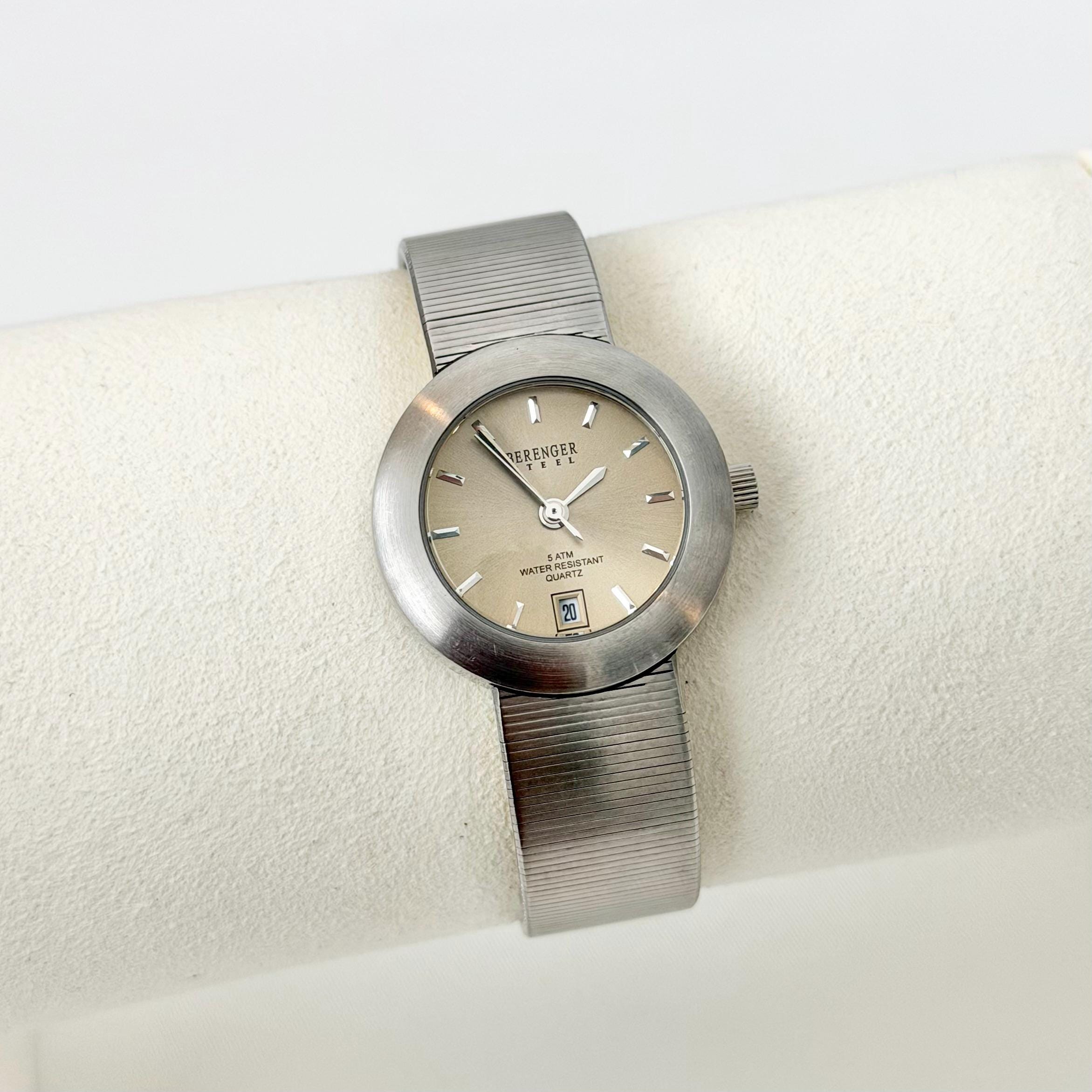 Vintage Berenger Steel Watch | Champagne Sunray Dial | Date 