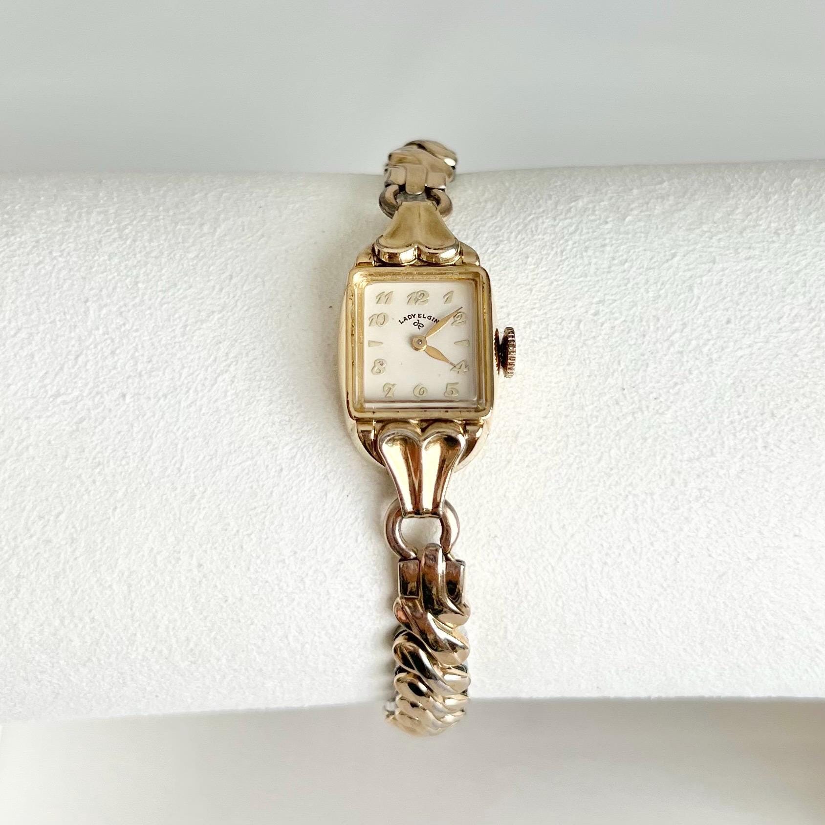 Vintage 1960s Lady Elgin 14K Gold Filled Women's Watch: Cream