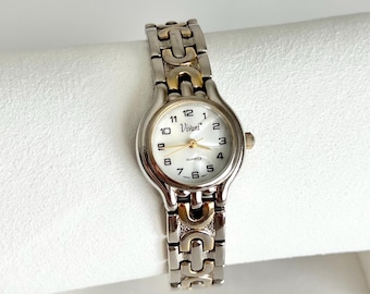 Vintage Vivani Women’s Watch: Round White Dial, Silver Tone