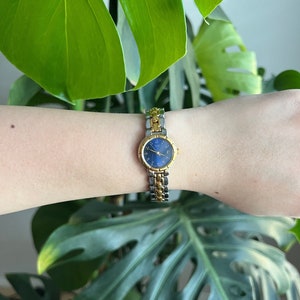 Vintage Seiko Quartz Dainty Watch | Deep Blue Dial | Gold/Silver Tone | Date Feature