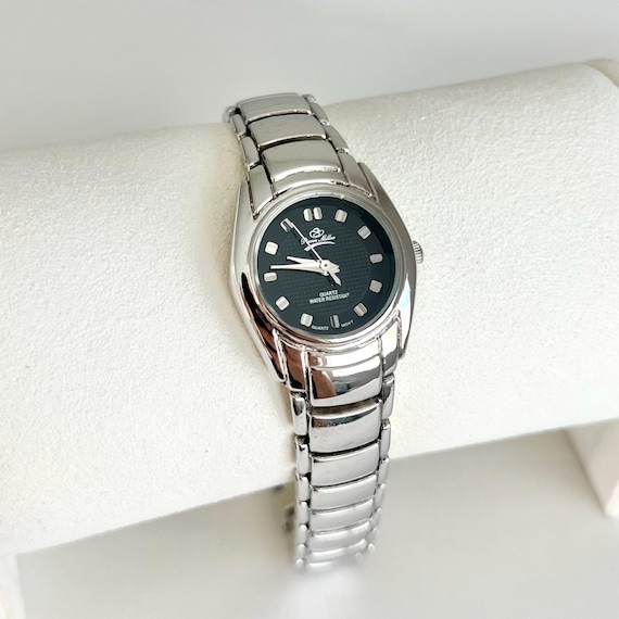 Dainty Silver Tone Watch | Pierre Miller | Round Black  display picture 2
