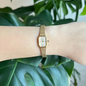 Vintage Jules Jurgensen Dainty Women’s Watch | Hexagon Gold/Rose Gold/Silver Striped Dial | Gold Tone