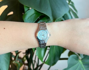 Vintage Relic Watch | Light Blue Dial | Day Date| Silver tone