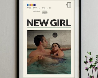 Póster de la serie "New Girl": Arte minimalista de mediados de siglo (descarga digital)