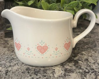 Salsera vintage Corning Forever Yours Pink Hearts de 473 ml (16 oz), fabricada en EE. UU., marca Grandma core.