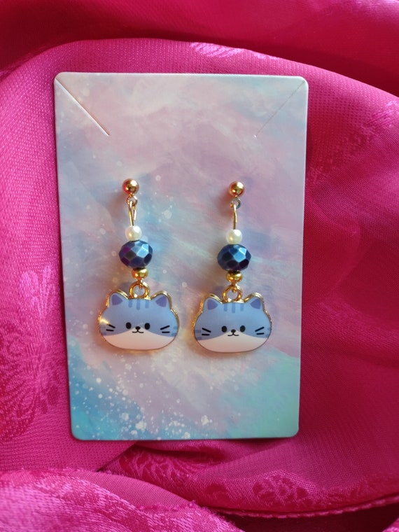 Boucle d'oreille chat cheshire | Bijoux Chat | les Lubies de Fifi