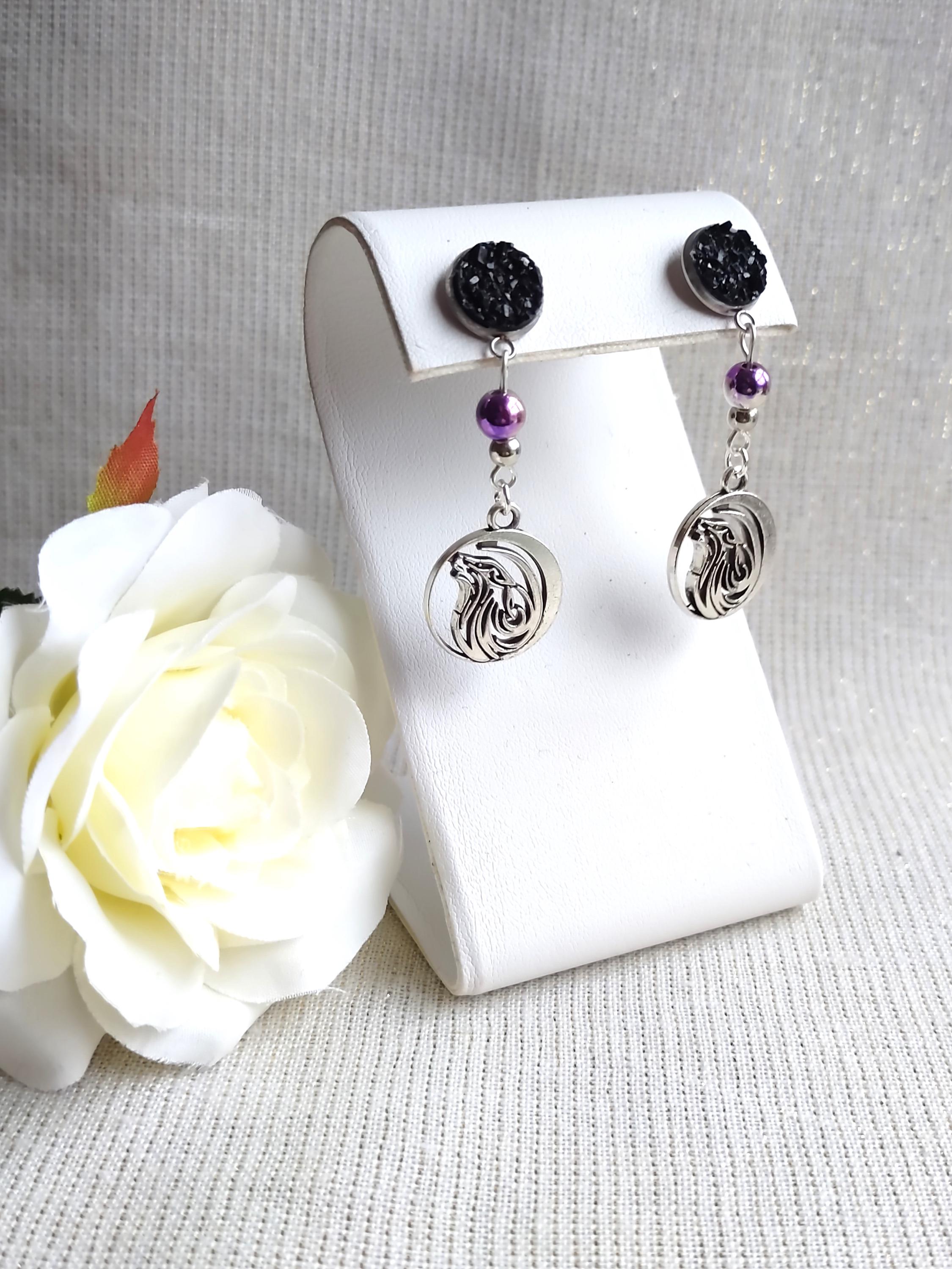 Boucle D'oreille Loup En Acier Inoxydable : Design En Acier Vieilli - France