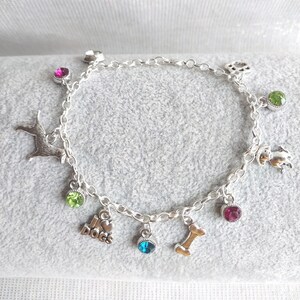 Whimsical Dog Lover Charm Bracelet: Silver Tone Animal Jewelry