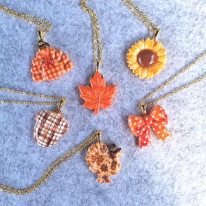 Autumn Resin Charm Necklaces:  Hand-painted Fall designs
