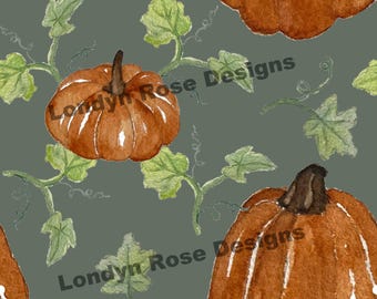 Pumpkin with green background seamless pattern, seamless file