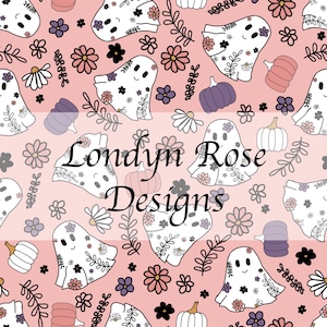Ghost girly seamless pattern, floral ghost seamless file, instant download, fall seamless pattern