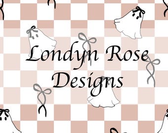 Pink Checkared Ghost bows seamless pattern, halloween seamless file, fall seamless pattern