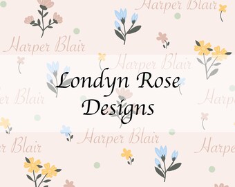 Floral custom name seamless pattern, name pattern, seamless file, custom file