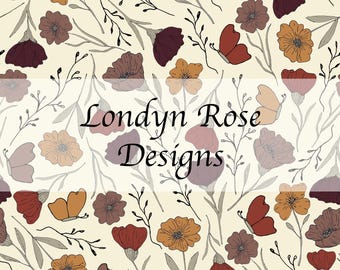 Fall floral seamless pattern, butterfly floral, seamless file, instant download