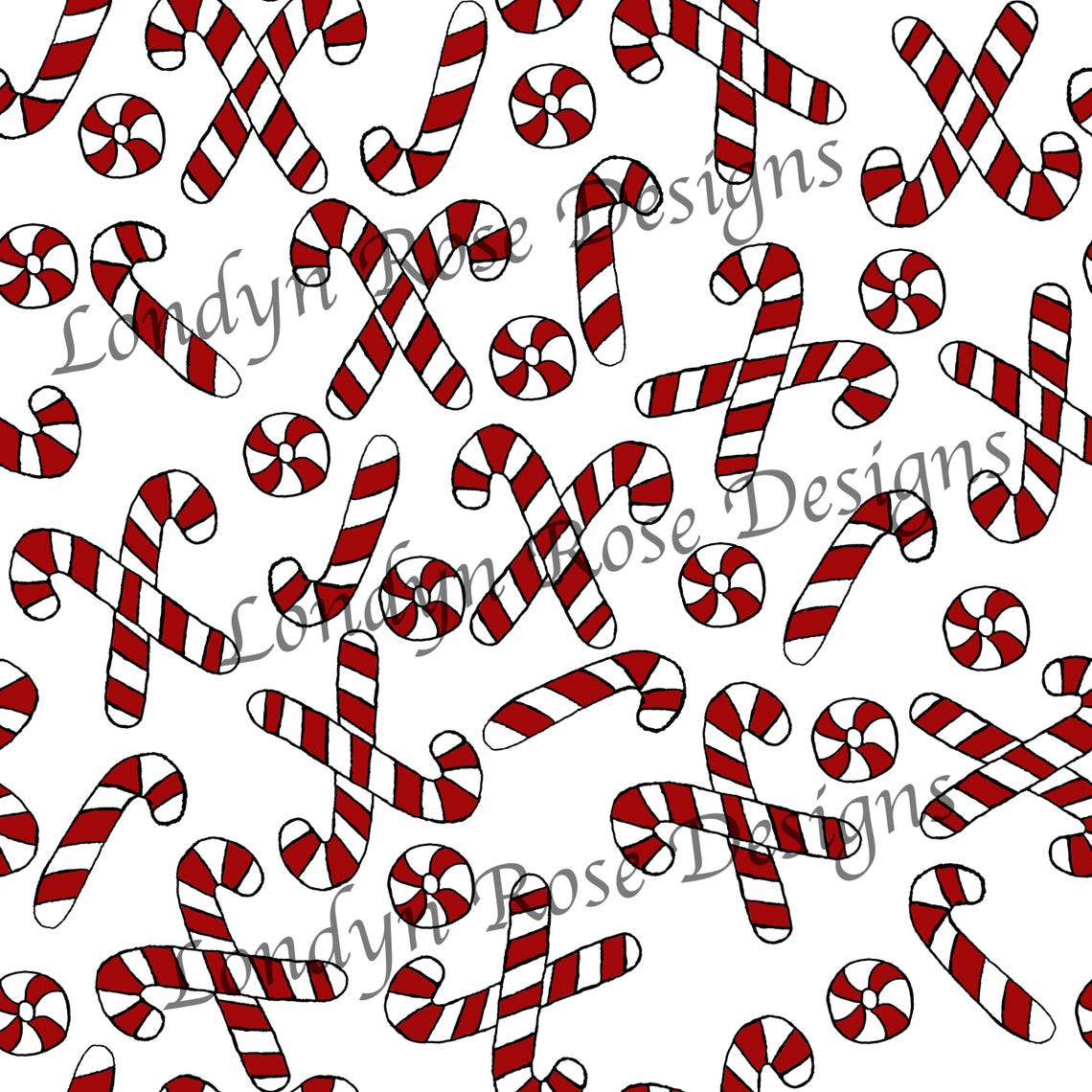 Candy Cane Seamless Pattern, Christmas Seamless Pattern Etsy