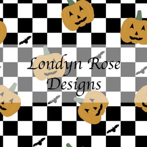 Black checkered pumpkin halloween seamless pattern, halloween seamless file, fall seamless pattern