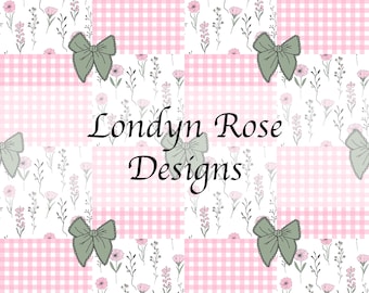Floral Gingham nahtlose Muster, Bogen nahtlose Datei, digitaler Download