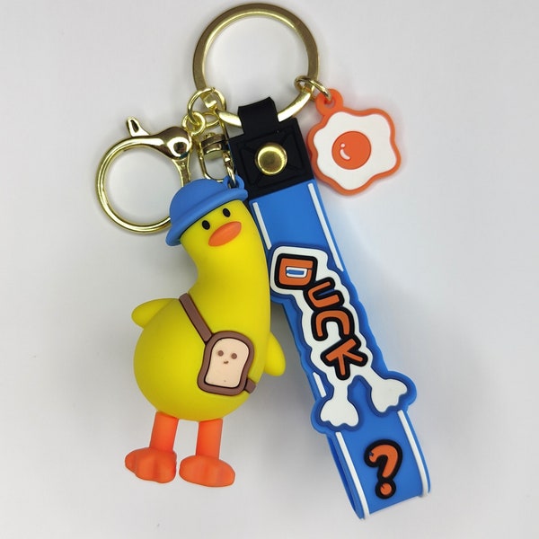 Happy Yellow Silicone Duck 3D Keychain