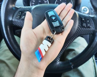 M Power Motorsport Keychain | Tricolor Sports Car Keyring | German Performance Pack Gift for Car Enthusiasts | B - M - W Pack M Keychain
