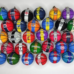 Porte-clés 3D avec ballons de basket de l'équipe NBA