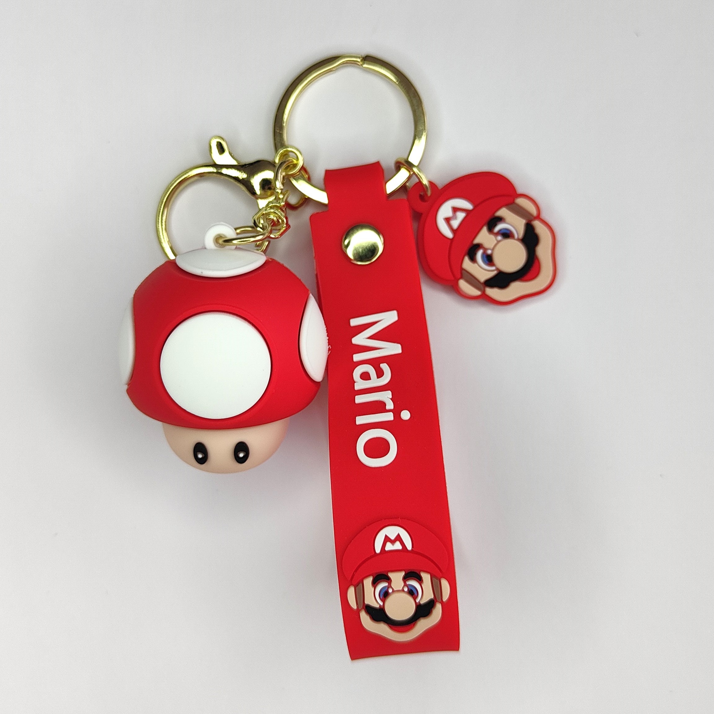 Amigurumi Portachiavi Super Mario Power Up Mushroom Fungo Uncinetto Rosso Viola