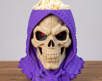 Evil Skull Lord Popcorn Bucket & Snack Bowl | But - ters of the Uni - see - if Bust | Retro 80s Cartoon Movie Decor | Fantasy Collector Gift