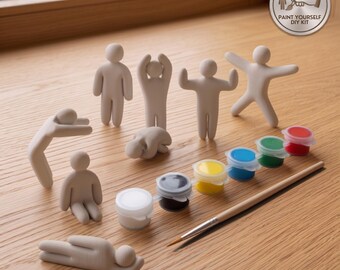 DIY Paint Your Own Stealth Figures Kit | Camouflage Game Me-ccha Chame-leon Character Set | Acrylic Paint and Brush Set | Hide & Seek Toy