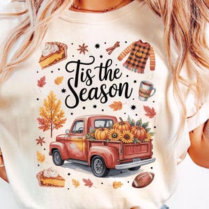 Comfort Colors Fall Shirt, Tis the Season Shirt, Fall Football Shirt, Women&#39;s Fall Shirt, Pumpkin Season, Fall Harvest Shirt, Autumn Doodle