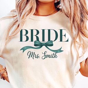 Custom Bride Bridesmaid Shirt, Comfort Colors, Bridal Party Gift, Wedding Day Getting Ready, Trendy Bachelorette Merch, Group Matching Tee