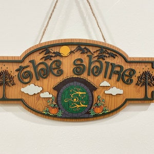The Shire Wooden Poster, Wooden Hanging Home Décor Plaques & Signs With 2 layer, Door hanger, Wall Decor