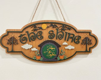 The Shire Wooden Poster, Wooden Hanging Home Décor Plaques & Signs With 2 layer, Door hanger, Wall Decor