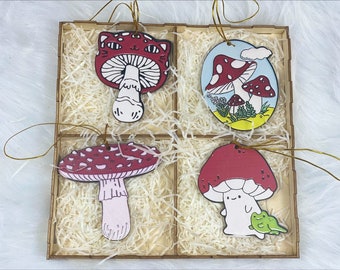 Funny Magic Mushroom Ornament Pack, Christmas gift, Ornament gift set, Ornament gift box