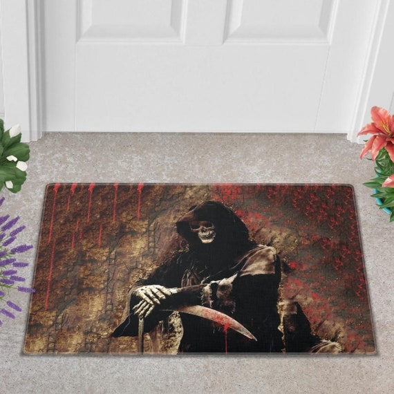 Colorful Skulls Halloween Door Mat, Soft Non-slip Water-absorbent