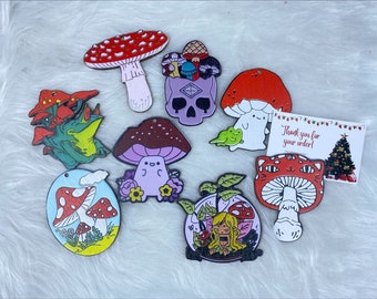 Magic Mushroom Wooden Ornaments - Mushroom Tag - Funny Christmas Ornament Bundle - Tree Ornaments set - Christmas Decor