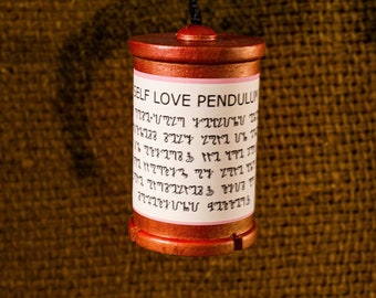 Self Love Pendulum: Rose Gold, Theban Intention, embedded healing crystals