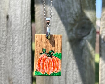 Hand Painted Pumpkin Necklace-Fall Necklace-Autumn Necklace-Fall Jewelry-Fall Fashion