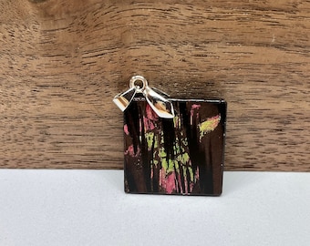 Hand Painted Pendant necklace- Wood Pendant- Boho Jewelry-Unique Jewelry