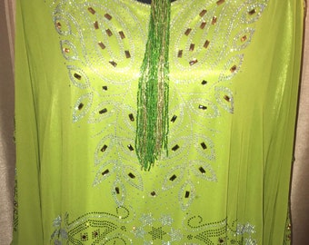 BLING CHARTREUSE GOWN; long dress for women