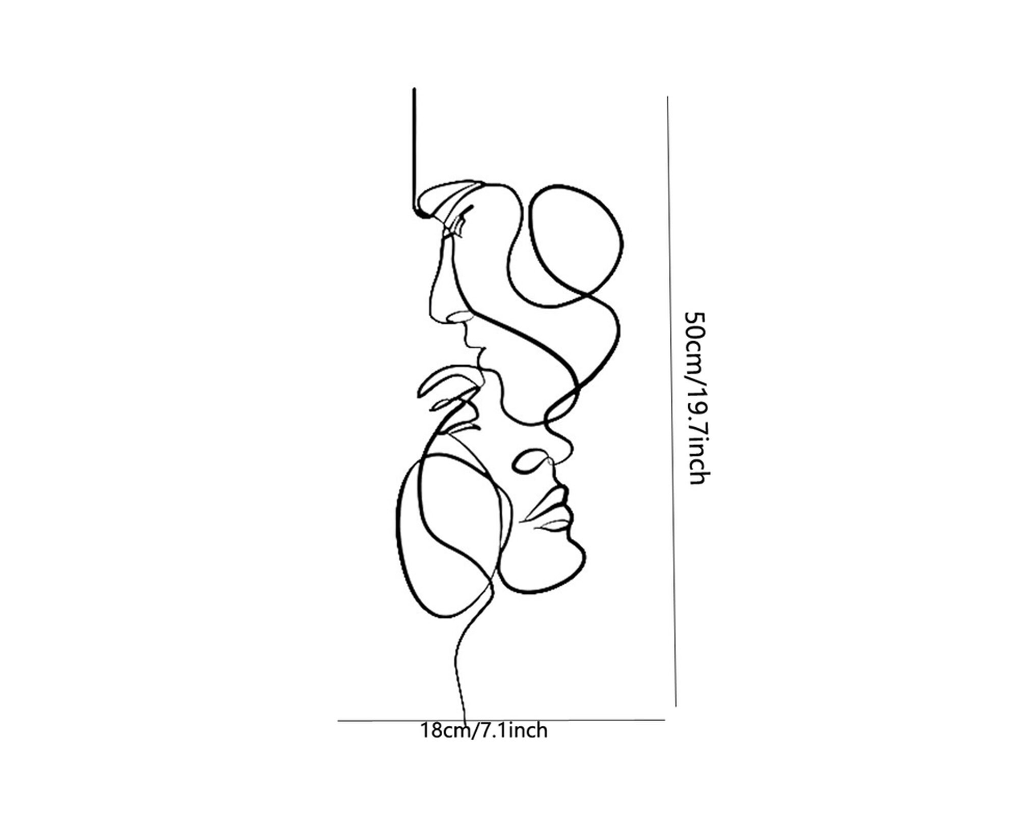 Face Line Art, Flower Head Woman Metal Wall Art, One Line Art Metal