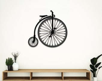 Metal old time bicycle, Penny Farthing Bicycle, High Wheel Bicycle Sculpture, Retro Bicycle Art, Metal Wall Art, Cyclist Decor, Biker Art