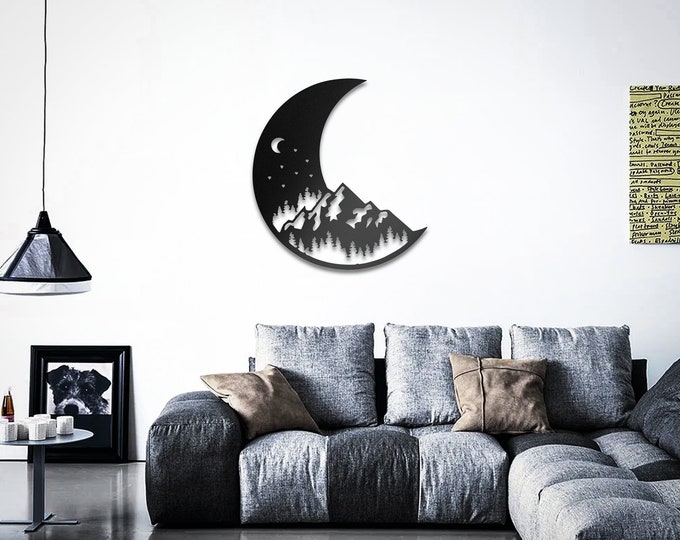 Pacific Moon Metal Art, Moon Phase Wall Hanging, Moon Decor Handmade Hammered Metal, Housewarming Gift, Boho Home Lunar Wall Art, Wall Decor