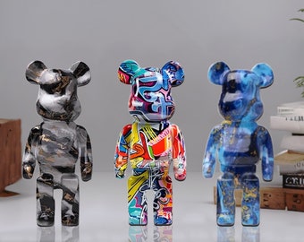 Graffiti Bear Figurine: Modern Room Sculpture and Money Jar