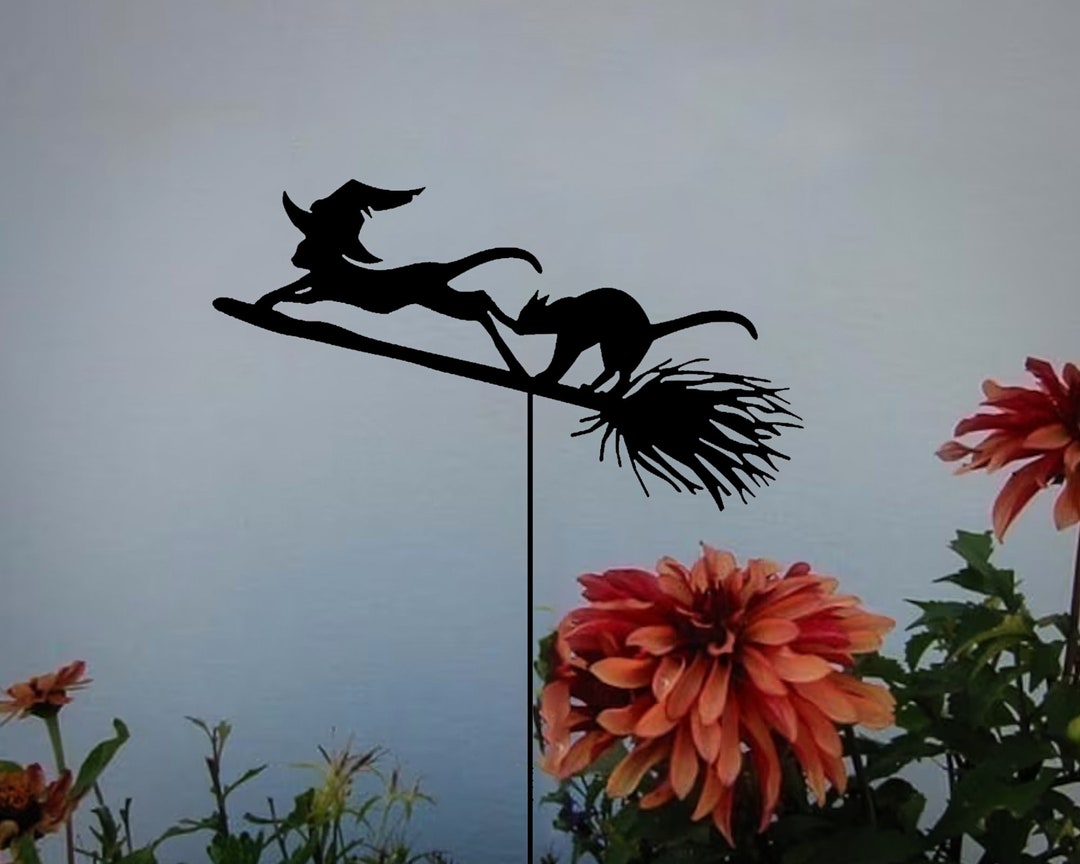 Halloween Witch Metal Yard Stake Witch Garden Stake Witch Etsy