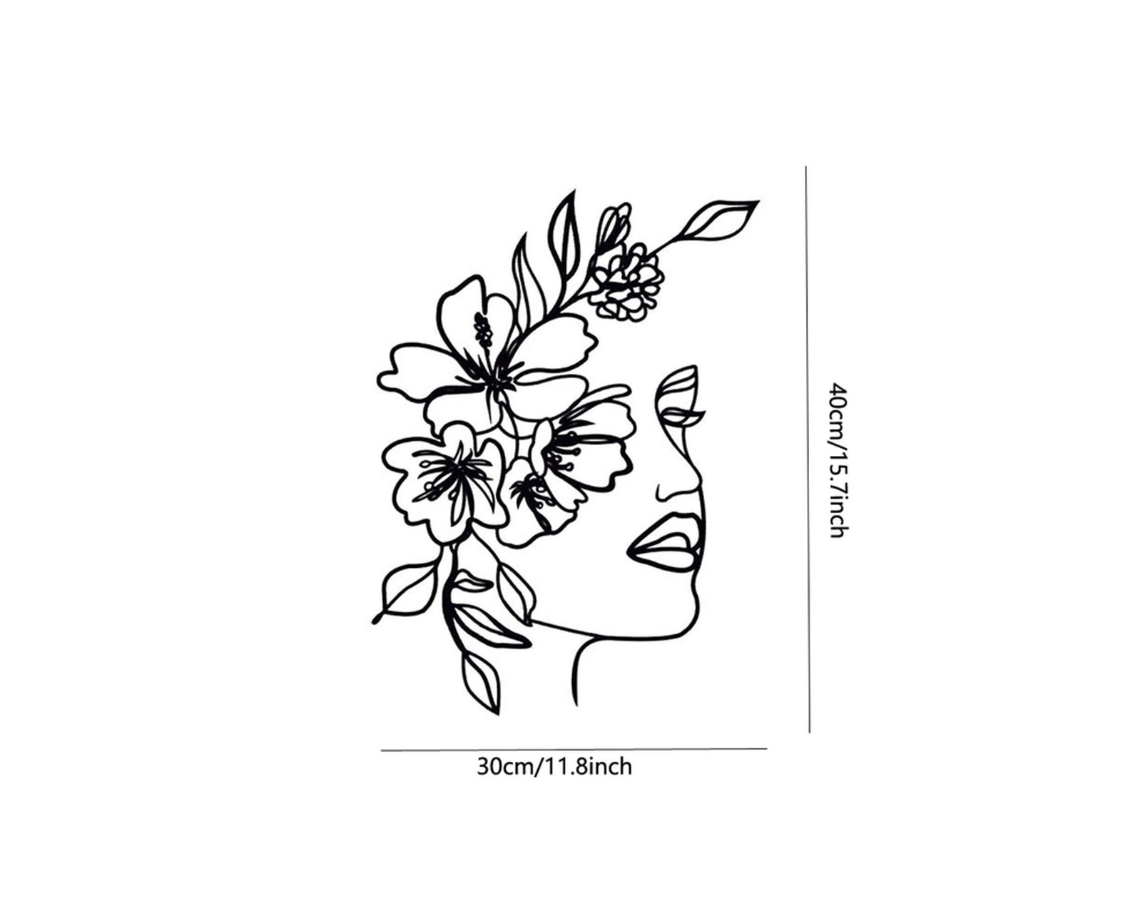 Face Line Art Flower Head Woman Metal Wall Art One Line Art Etsy