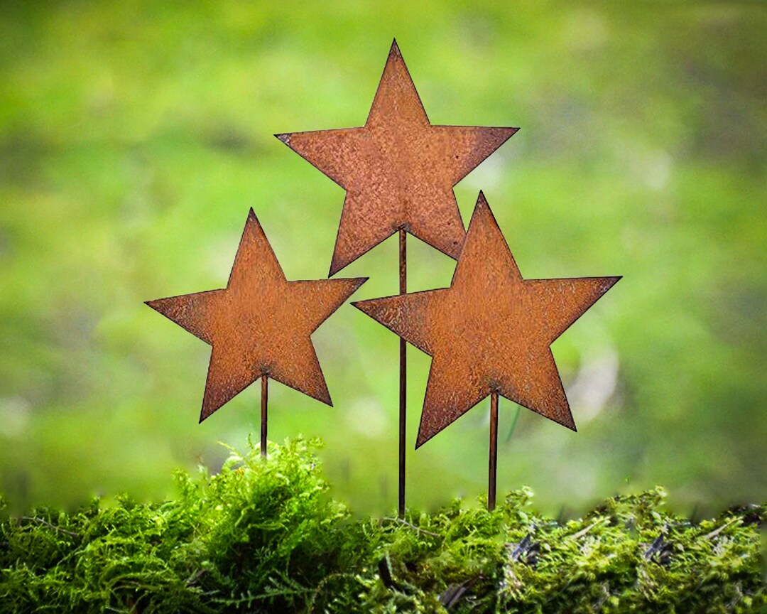 Celestial Star Steel Garden Stake,star Garden Decor, Rusty Metal
