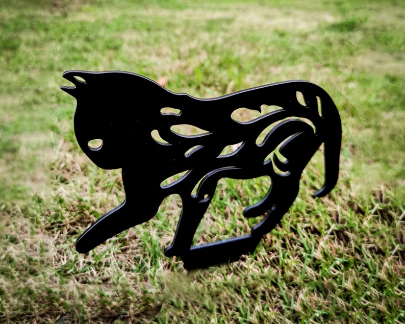 Moon & Black Cat Statue Garden Sculpturecat Decor Stakes Etsy