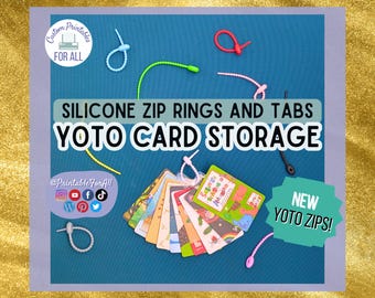 NIEUWE Yoto-ritsen! Sets siliconen ringen en lipjes voor georganiseerde kaartopslag en display-oplossing, 9 kleuren, zelfklevende hangtag-sleutelhanger met ronde gaten