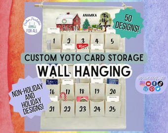 Custom Yoto Card Storage Wall Hanging Display, Personalized for MYO Make Your Own Cards Advent Holiday Calendar, or for Tonies - 50 Designs!