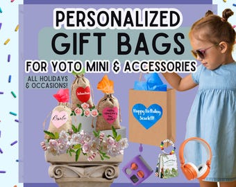 Personalized Yoto Gift Bag Pouch for Cards, Mini, Custom Holiday Storage Display for Gift-Giving on Birthday Christmas Valentines Day Easter