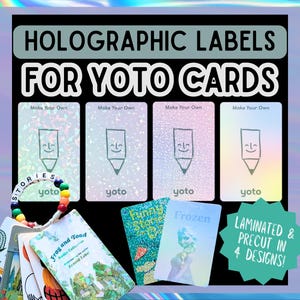 ホログラフィック Yoto カード 光沢のあるキラキララベルステッカー カット済み 剥がして貼るだけ 図書館システム用 MYO カード Yoto カードコレクション 追加保護